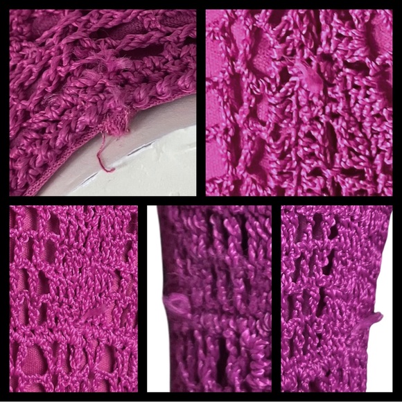 Vintage 90s Y2K Magenta Crochet Midi Dress. Medium. Cottagecore Festival Boho - Picture 12 of 12